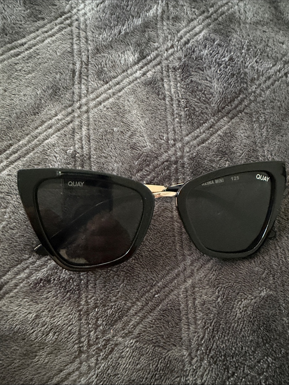 Quay Australia Black Cat-Eye Sunglasses with Gold Bridge